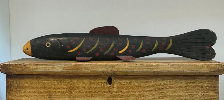 Folk Art Style Americana Fishing Lures, Hand Carved