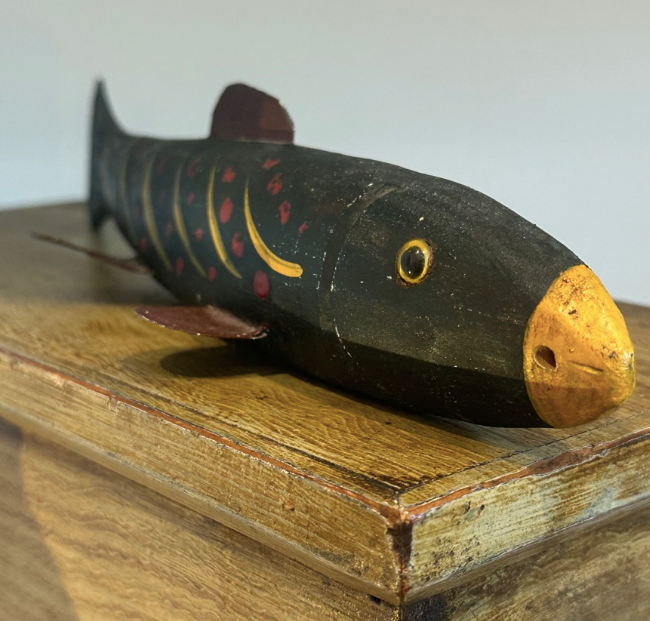 Folk Art Style Americana Fishing Lures, Hand Carved