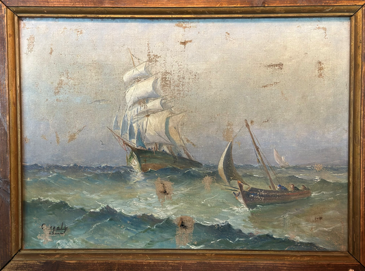Early 19th C Oil on Canvas, Framed