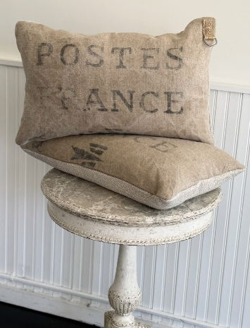 Custom Pillows made from Old French Heavy Postal Sacks