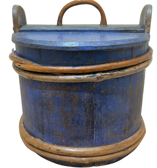 Rare and Beautiful 19th C Swedish Round Lidded Container in Wood