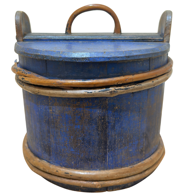 Rare and Beautiful 19th C Swedish Round Lidded Container in Wood