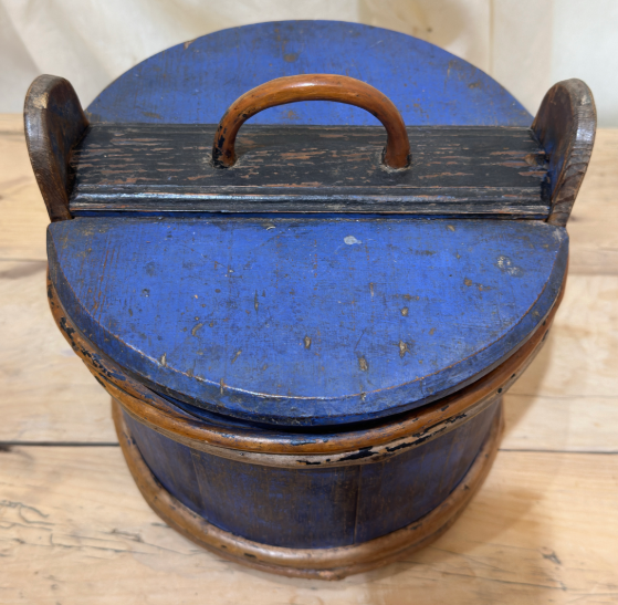 Rare and Beautiful 19th C Swedish Round Lidded Container in Wood