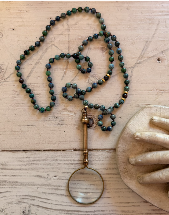 Cartographer Monocle Necklaces with Handmade Strands of Stone Beads