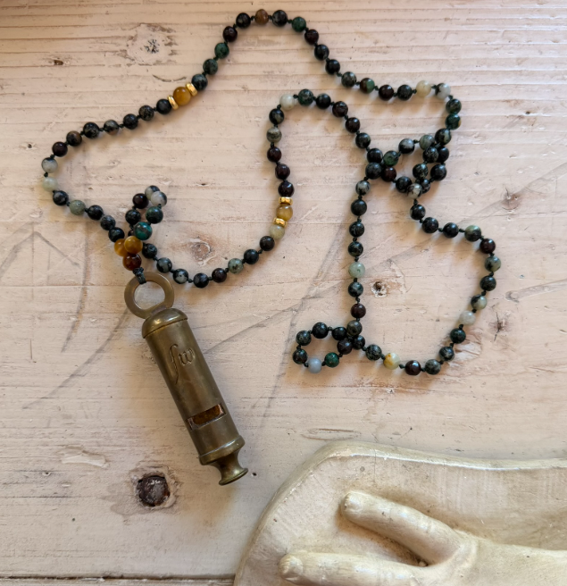 Cartographer Monocle Necklaces with Handmade Strands of Stone Beads