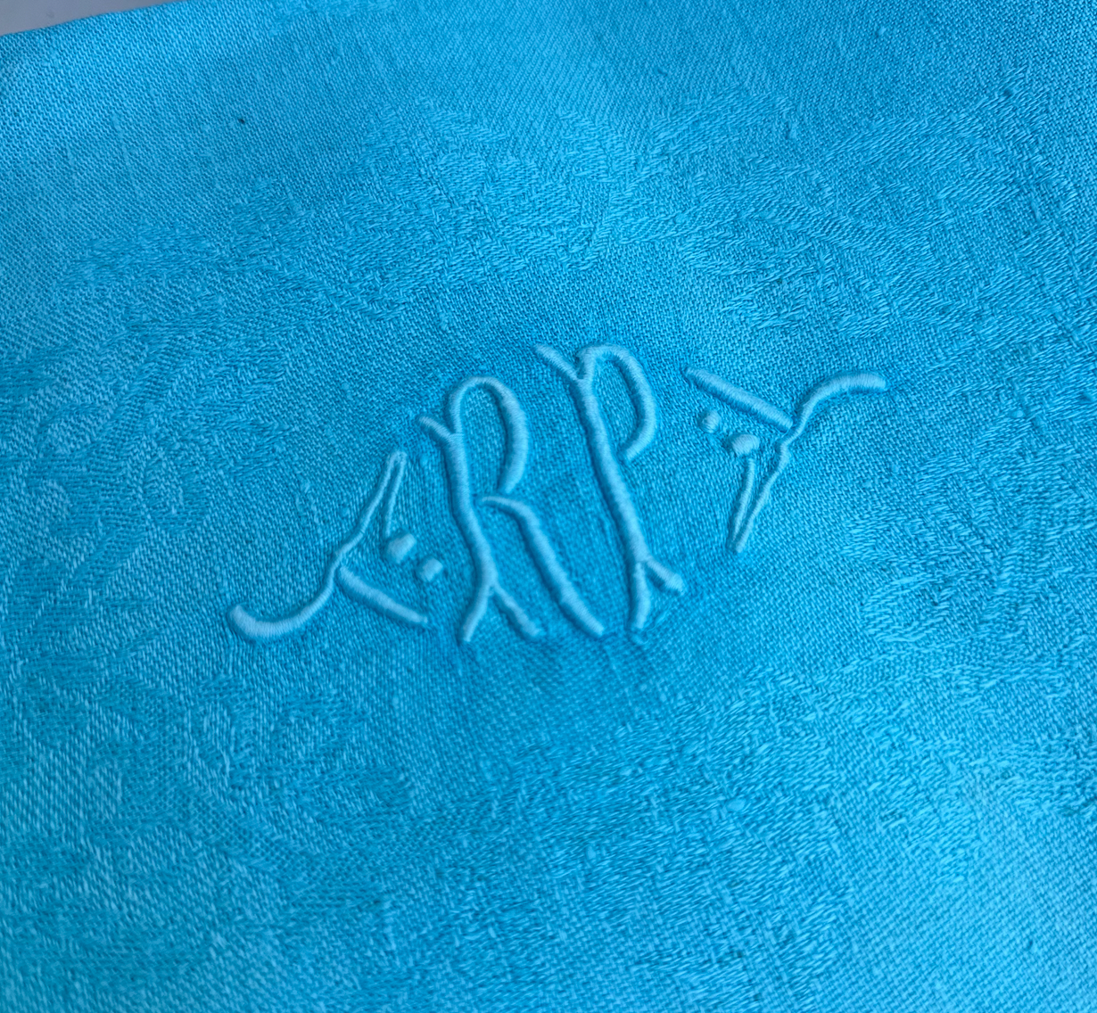 French 19th Century Large Table Napkins - Bright Blue RP