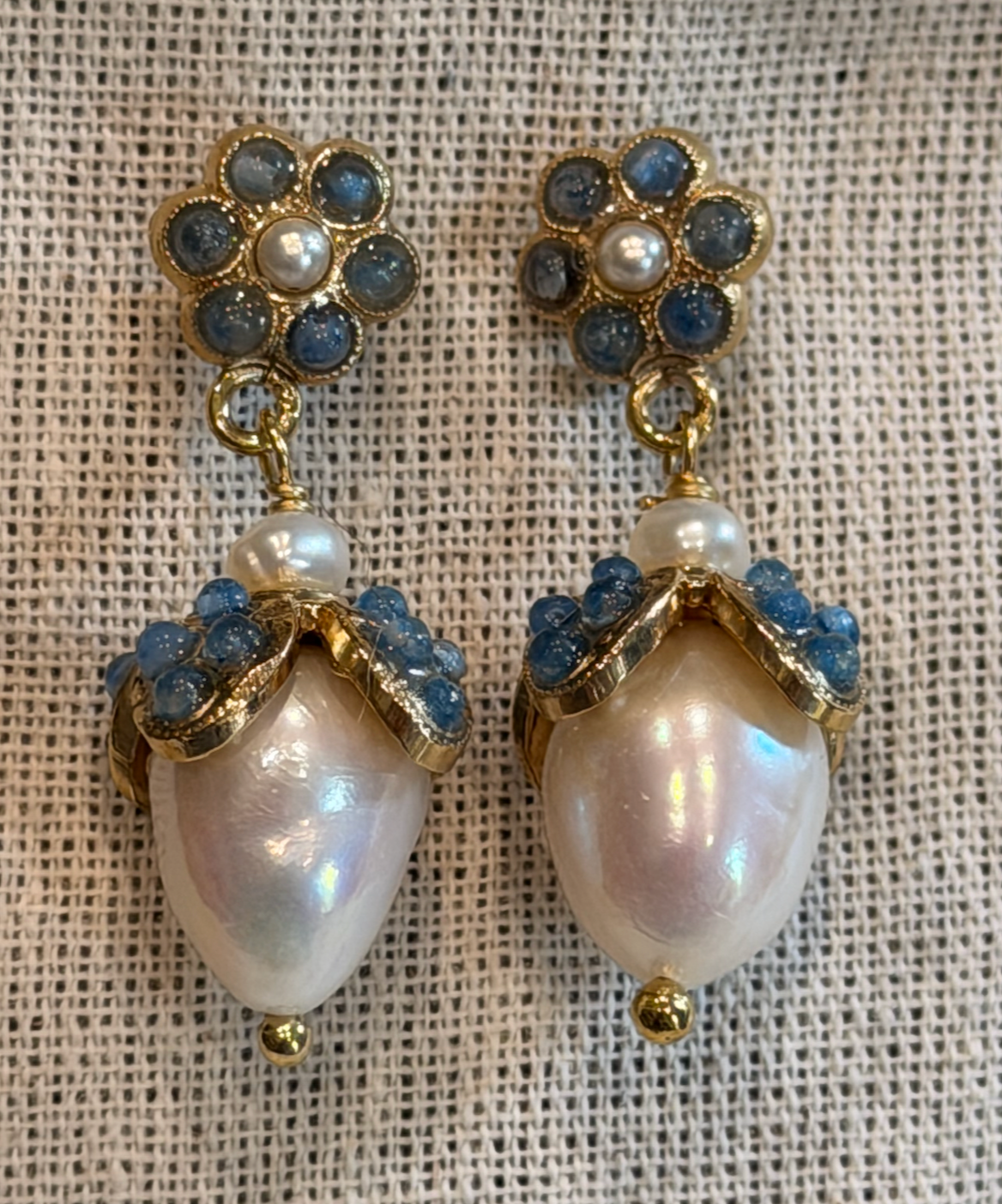 Italian Made Limited Edition Antique Style Earrings with Stones & Pearls