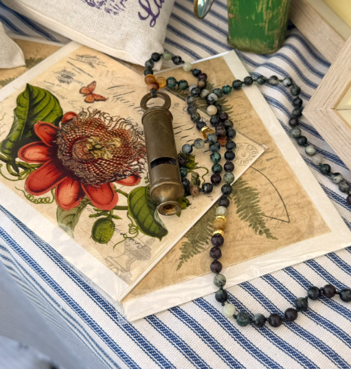 Cartographer Monocle Necklaces with Handmade Strands of Stone Beads