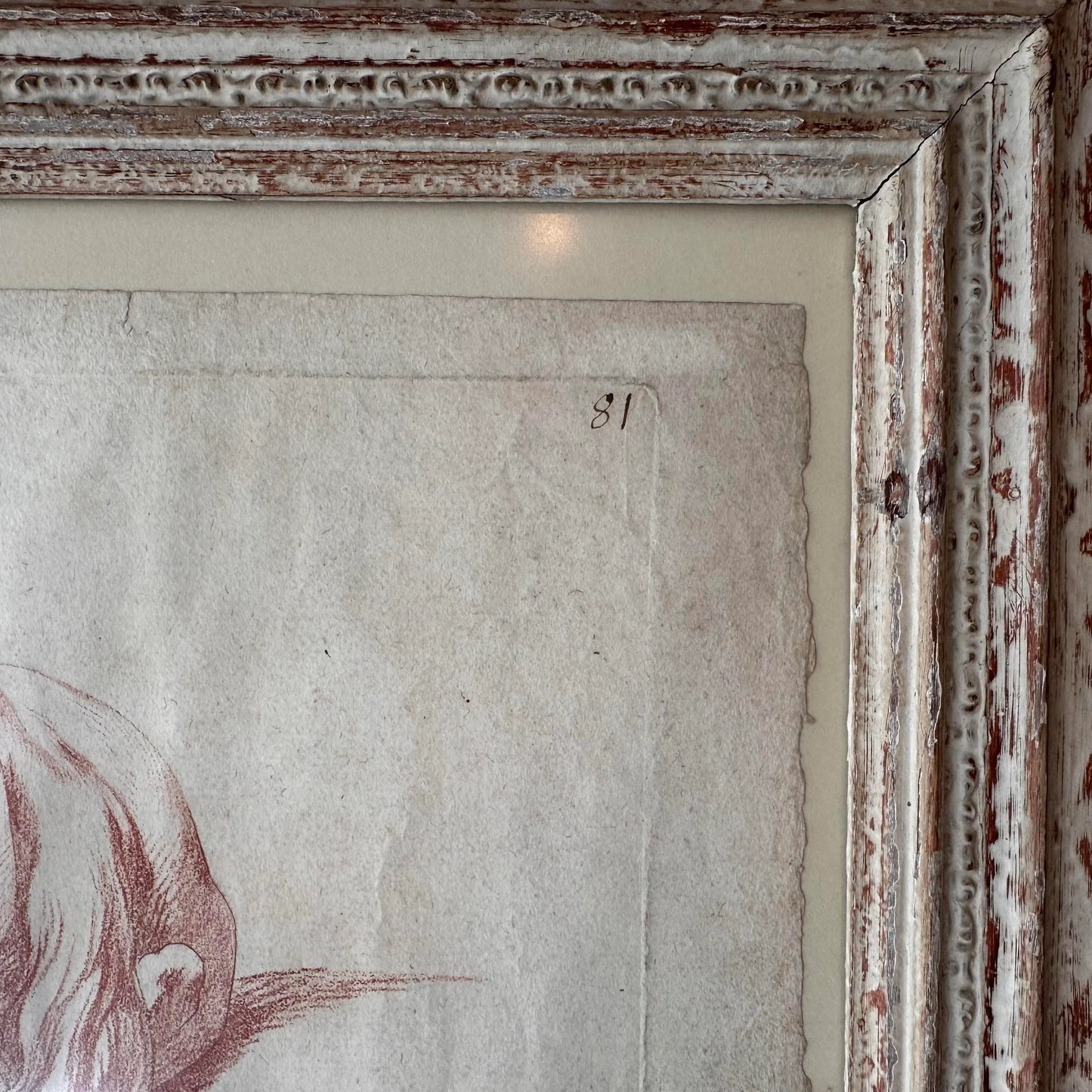 Equine Sketch 18th Century on Paper, Framed in Antique Frame