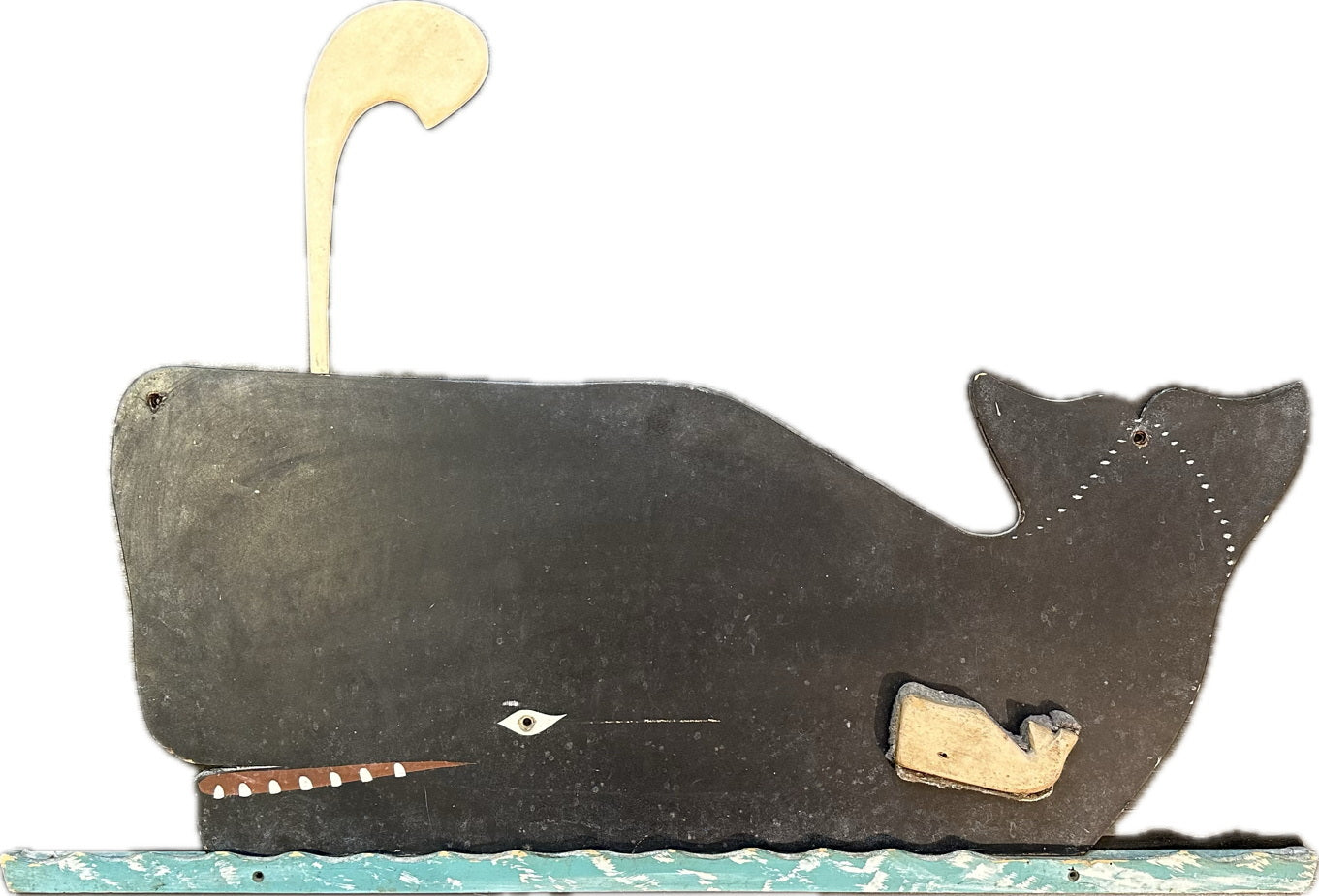 Folk Art Whale Chalk Board with "waves" Bracket and Whale Eraser