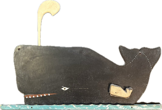 Folk Art Whale Chalk Board with "waves" Bracket and Whale Eraser