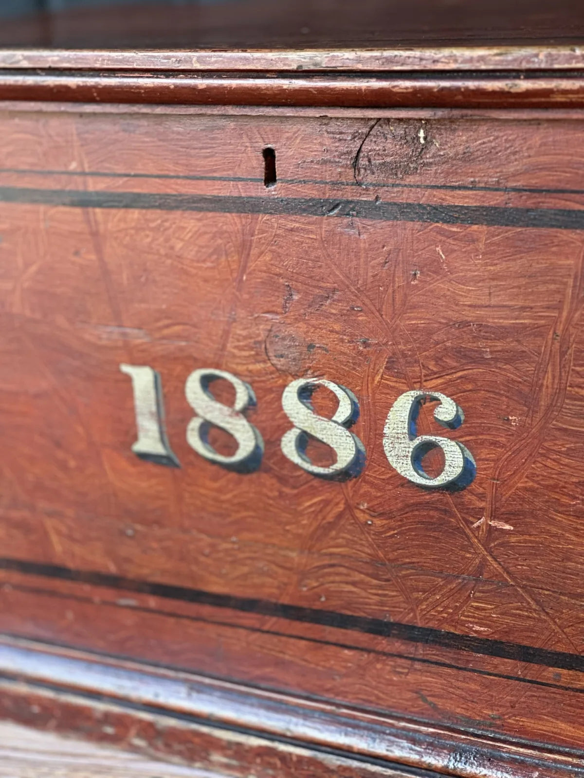 19Th Century Painted Blanket Box, in Terracotta Red