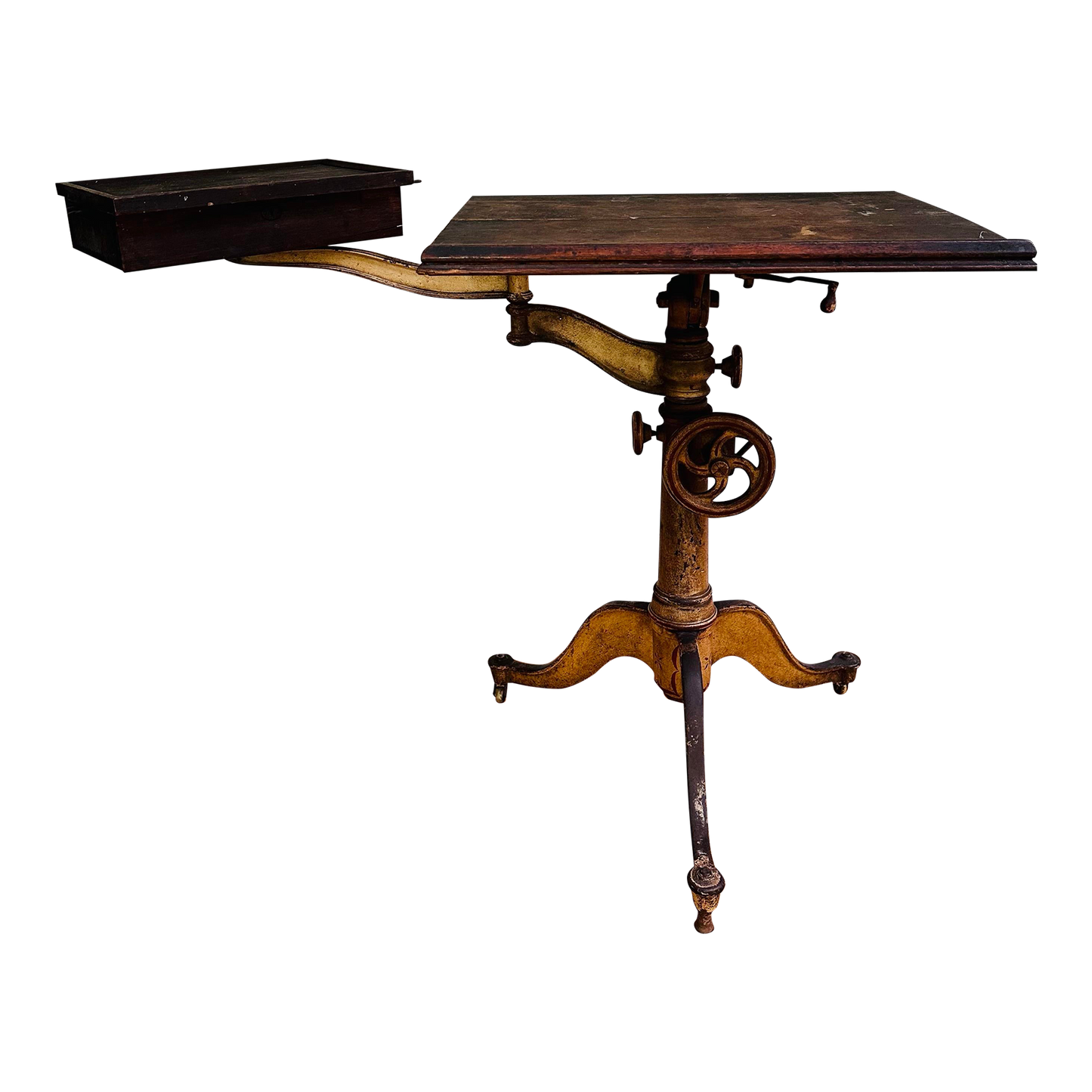 SOLD. Mid 19th Century American Cast Iron Artists Adjustable Table