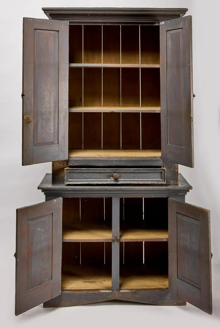 Mid 19th Century Early American Cupboard in Two Parts