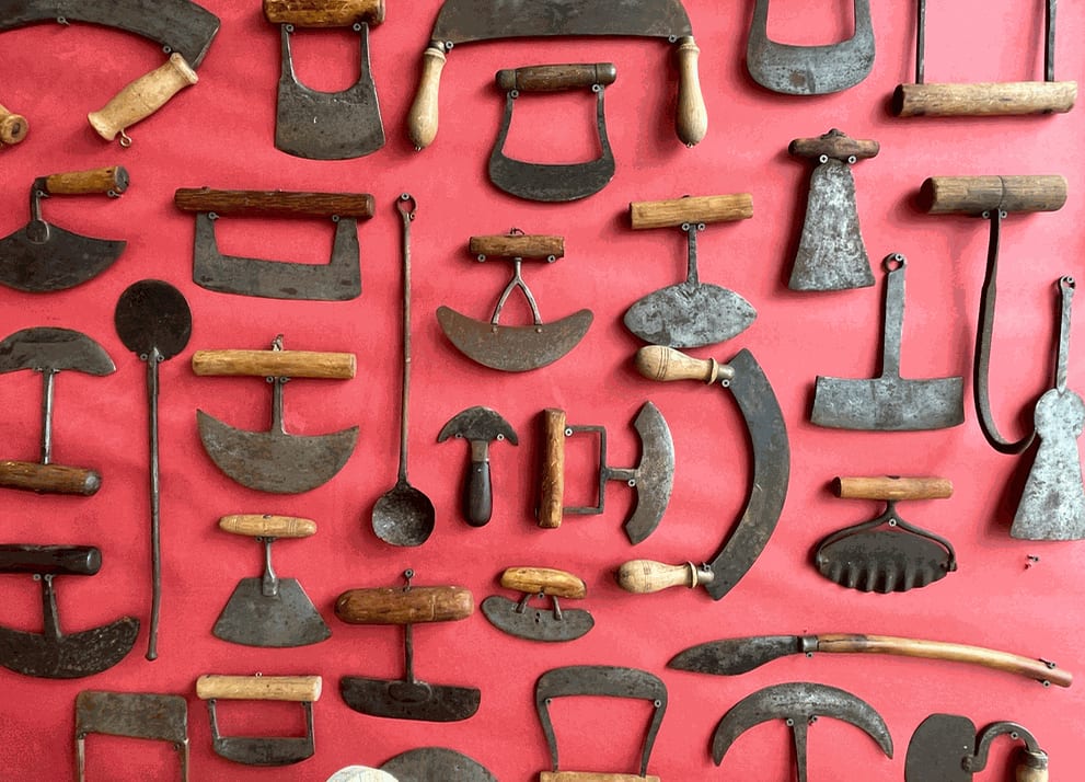 Rare Collection of 50 + Pieces, Americana Whaling & Kitchen Tools, Mezzaluna, 1840