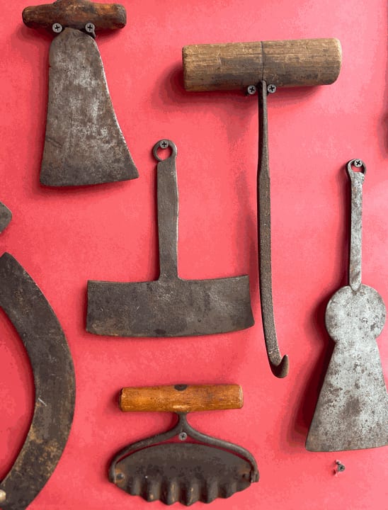 Rare Collection of 50 + Pieces, Americana Whaling & Kitchen Tools, Mezzaluna, 1840