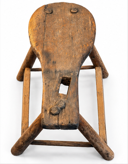 Primitive Table, Saddle Makers Stool, Early 19th C